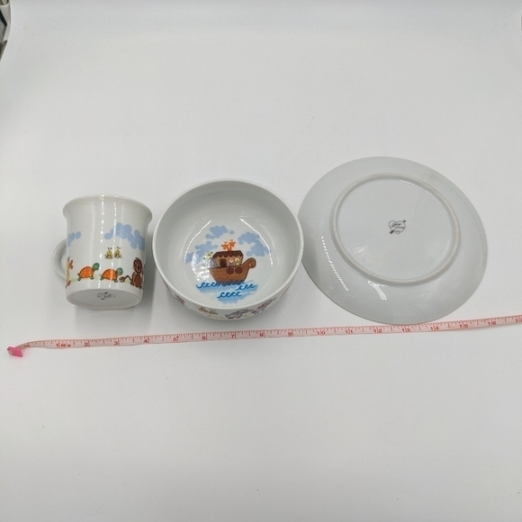 Noah's Arc George Good Japan Dinner Plate Cup Bowl Set by Roberta First Baptism - Picture 9 of 9